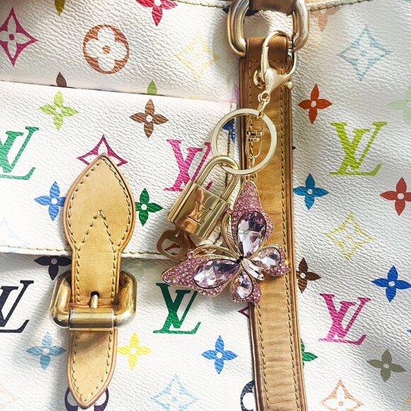 Authentic Louis Vuitton Lock & Key with Bag Charm Keychain Key Charm Chain - Picture 2 of 6